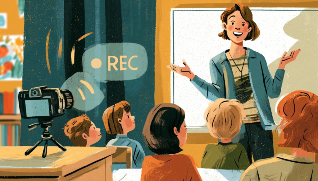 Illustration av en lärare som blir filmad